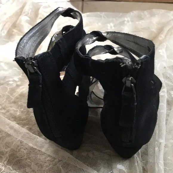 Steve Madden black suede wedge heel shoes - Picture 4 of 8